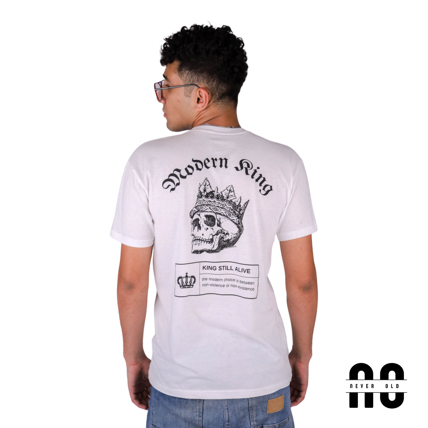 MODERN KING Printed Round Nick T-shirt - White